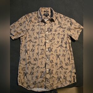 Betabrand Beige Graphic Men's Shirt